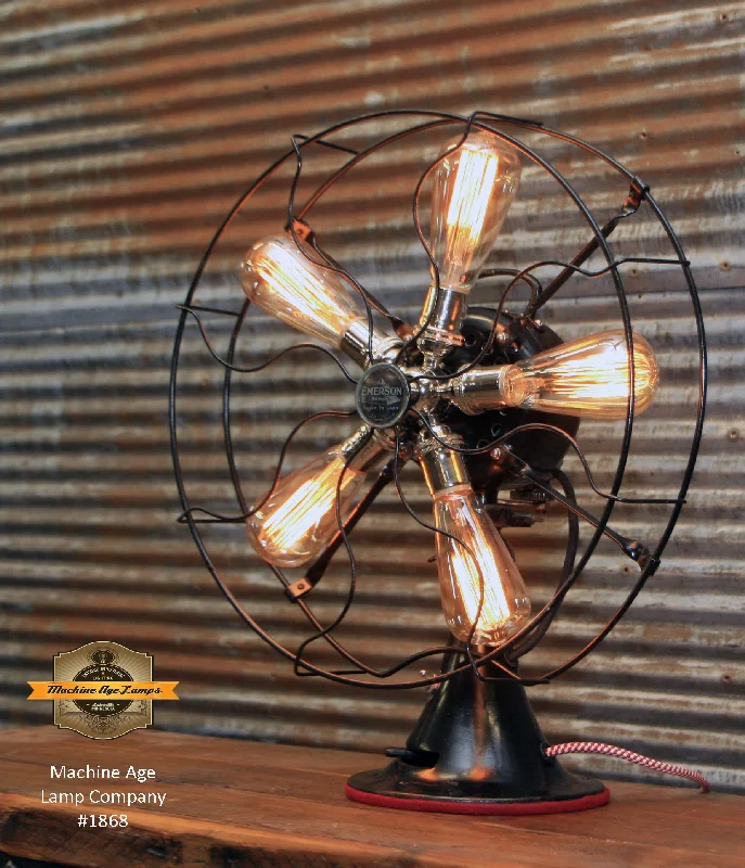 Dust - Resistant Industrial Lighting for Dirty WorkspacesSteampunk Industrial / Antique Emerson Fan Lamp / Lamp #1868 - SOLD