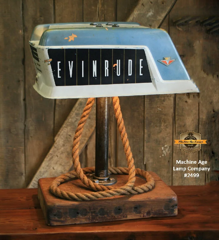 Industrial Lighting for Furniture FactoriesSteampunk Industrial / Antique Evinrude Boat Motor / Nautical / Marine / Cabin / Lamp #2499