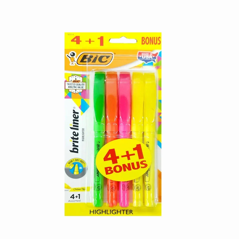 String Lights with Multicolored Bulbs for Festive OccasionsBIC - Bright 4 + 1 Brite Liner Highlighter