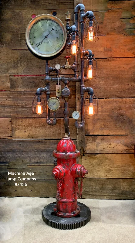 Industrial Lighting with High CRI (Color Rendering Index) for True Color PerceptionSteampunk Industrial Fire Hydrant, Steam Gauge Floor Lamp #2456
