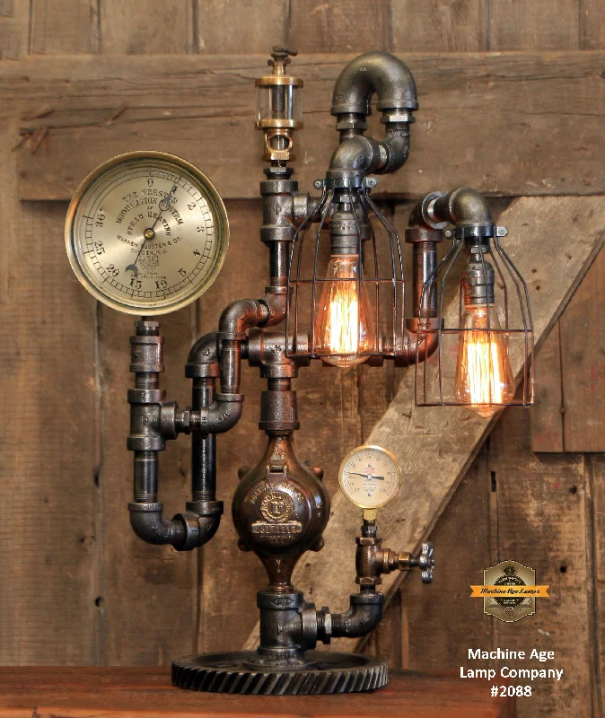 Industrial Lighting for Furniture FactoriesSteampunk Industrial Machine Age Lamp / Steam Gauge / Oiler / Gear / Camden NJ / #2088