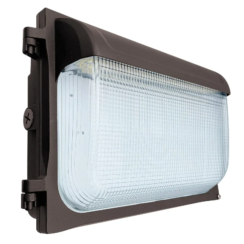 Industrial Lighting for Food Processing Factories60W/40W/30W LED Slim Wall Pack / 3K/4K/5K CCT / Dusk-to-Dawn Photocell / Glass Lens / 100-277VAC / Bronze