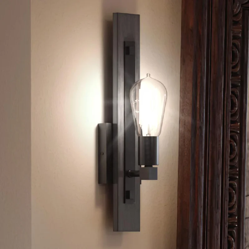 Industrial Lighting for Metal Fabrication ShopsUHP3341 Urban Loft Wall Light, 16.75"H x 4.75"W, Midnight Black Finish, Southfield Collection