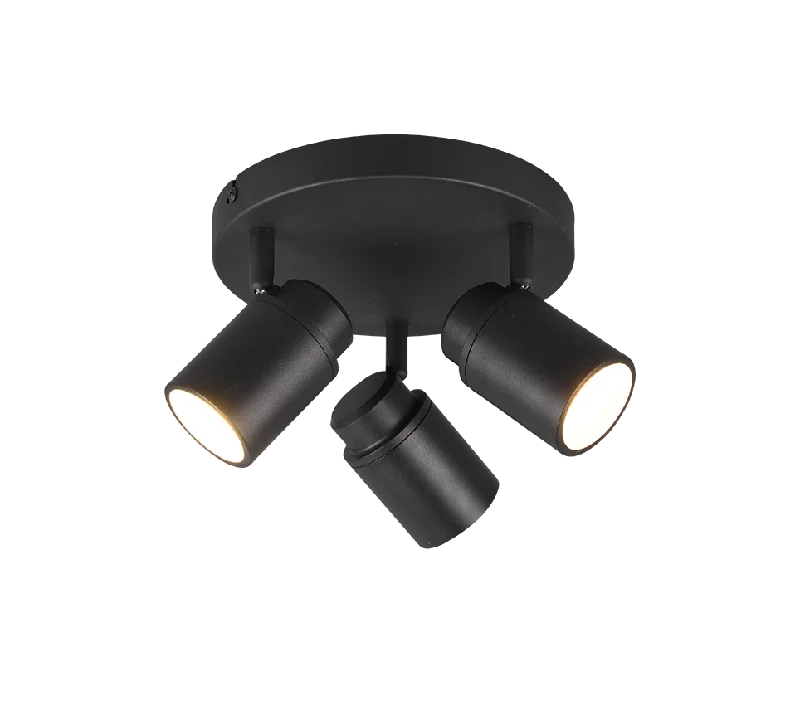 Angelo 3/4Lt Plate Spotlight IP44 - Black/Chrome