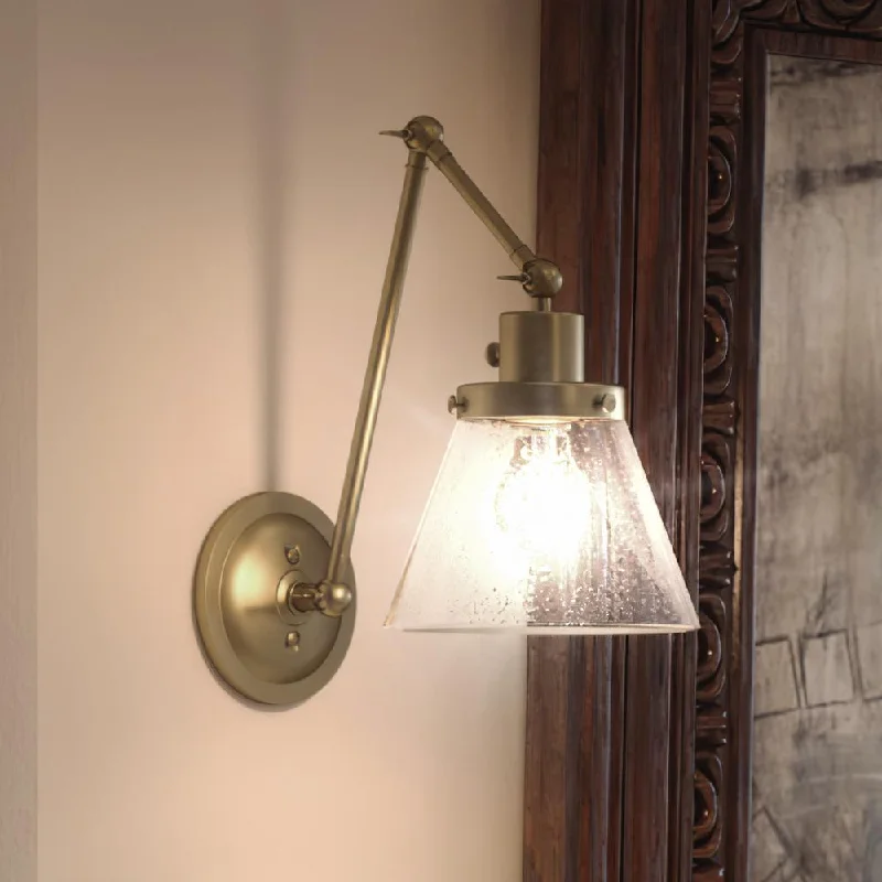 Industrial Area Lighting for Large Open SpacesUHP3332 Traditional Wall Light, 14.375"H x 8"W, Olde Brass Finish, Pawtucket Collection