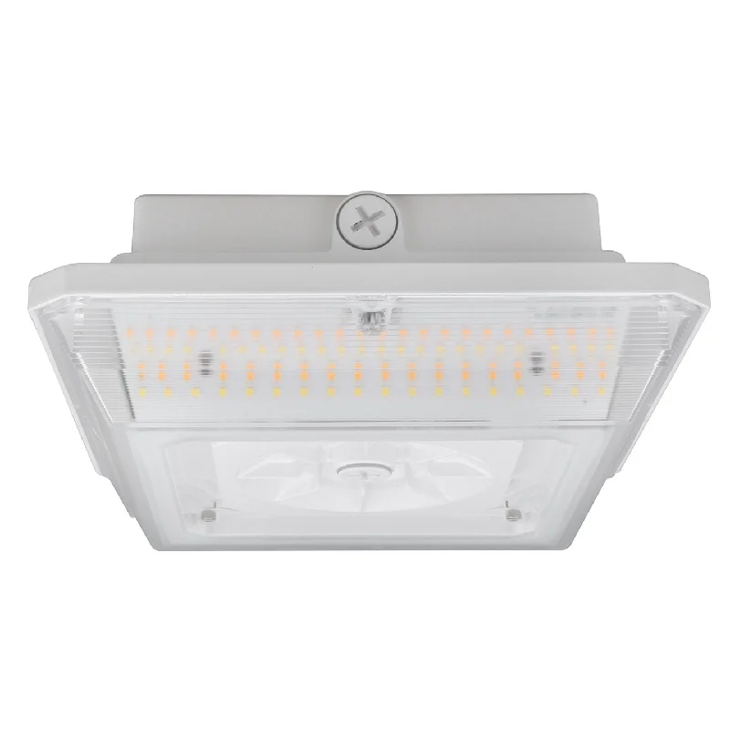 Industrial Lighting for Food Processing Factories60W LED Square Canopy Light - Wattage and Color Switching - White Finish