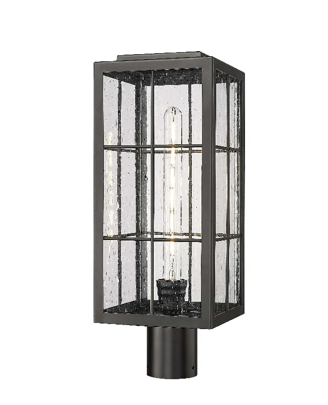 Industrial Task Lighting for Precision WorkstationsJaxson Outdoor Post Top Lantern - Powder Coated Black - Clear Seeded Glass - 7.5in. Diameter - E26 Medium Base