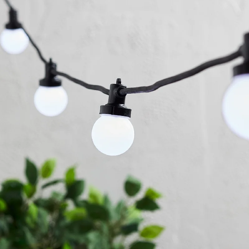 String Lights for Restaurant Outdoor SeatingPro Connect 25m 50 White Connectable Festoon Lights Black Cable