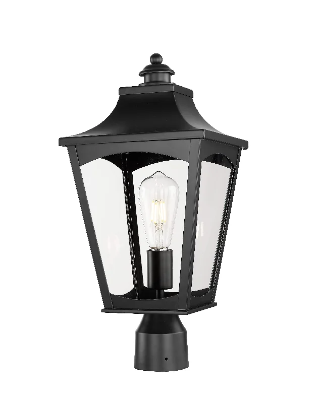 Industrial Ceiling - Mounted Lighting for Assembly PlantsCurry Outdoor Post Top Lantern - Powder Coated Black - Clear Glass - 9in. Diameter - E26 Medium Base