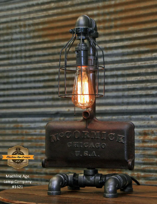 Industrial Pendant Lighting for Machine ShopsSteampunk Industrial Lamp / McCormick Chicago USA / Farm Tractor / Lamp #1621