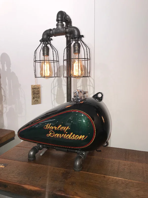Industrial Lighting for Pharmaceutical ManufacturingSteam punk Industrial reclaimed repurposed Harley Davidson gas tank / Lamp # sold