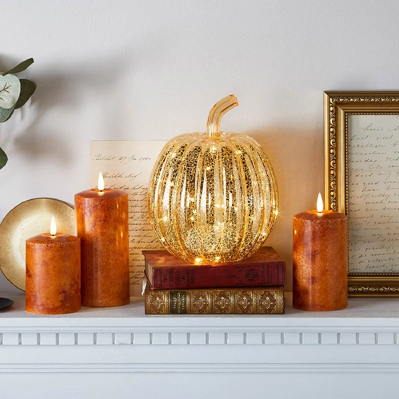 LED String Lights with Warm White GlowAutumn Candle & Light Up Pumpkin Bundle