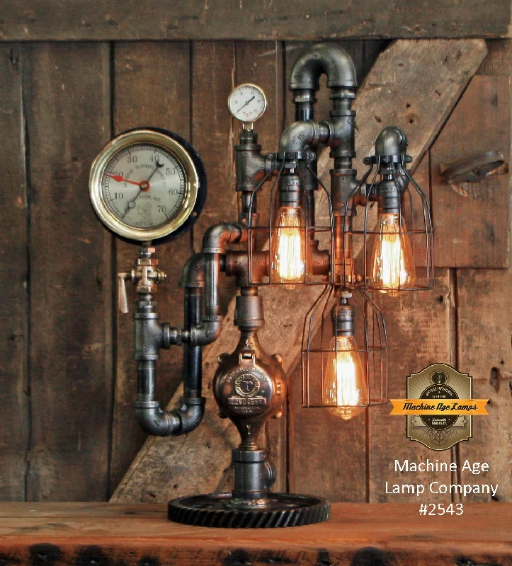 Waterproof Industrial Lighting for Wet AreasSteampunk Industrial Machine Age Lamp / Steam Gauge / Gear / Lamp #2543