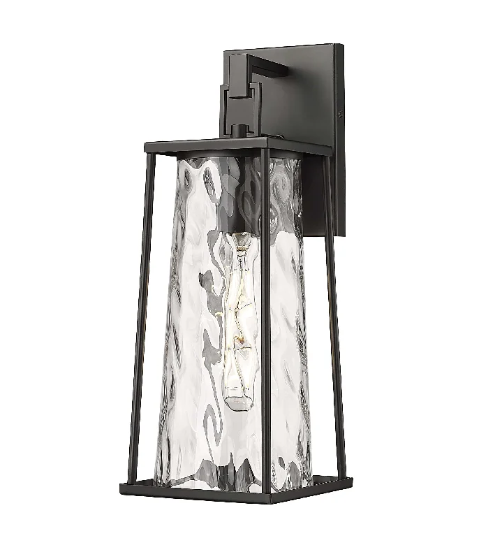 Low - Bay Industrial Lighting Fixtures for Small FactoriesDutton Outdoor Wall Sconce - Powder Coated Black - Clear Water Textured Glass - 6.75in. Extension - E26 Medium Base