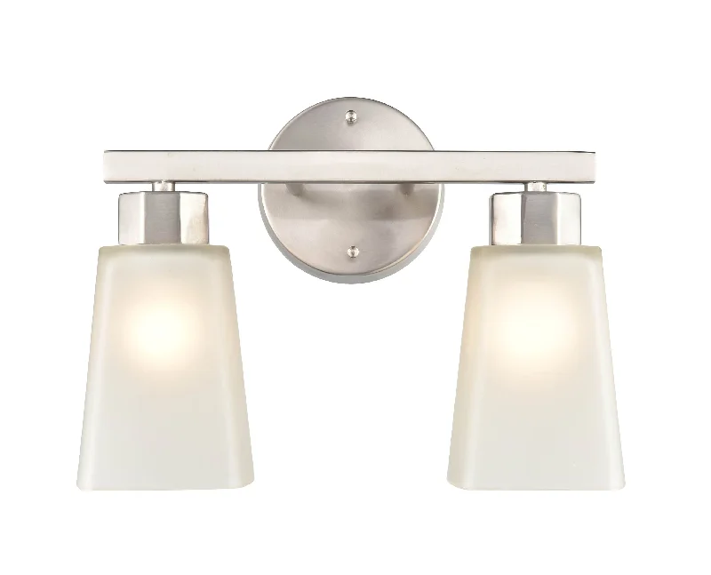 Industrial Area Lighting for Large Open Spaces2 Lamps Coley Vanity Light - Brushed Nickel - Frosted White Glass - 13.5in. Wide