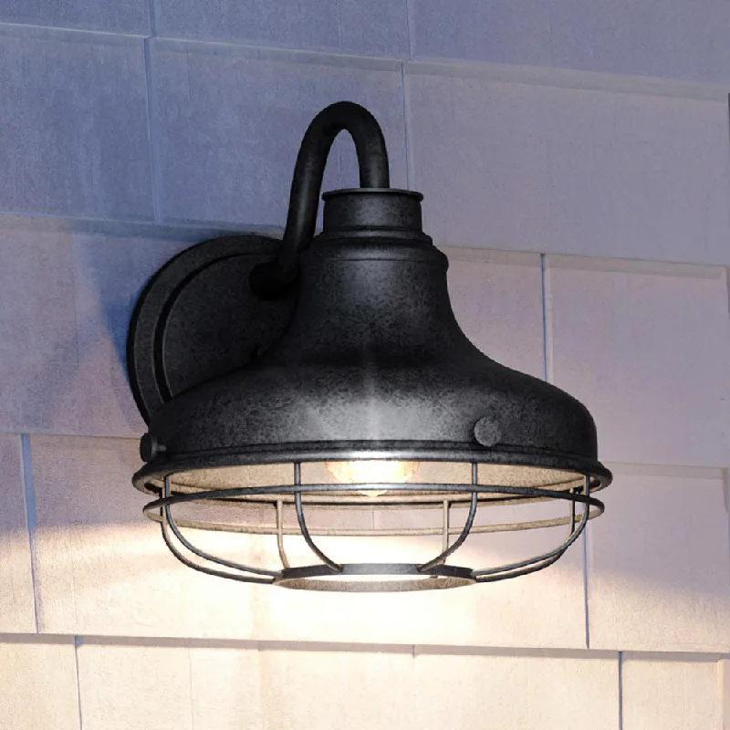 Industrial Flood Lighting for Outdoor Loading DocksUQL1571 Nautical Outdoor Wall Sconce 10.5''H x 10''W, Seasoned Iron Finish, Dover Collection