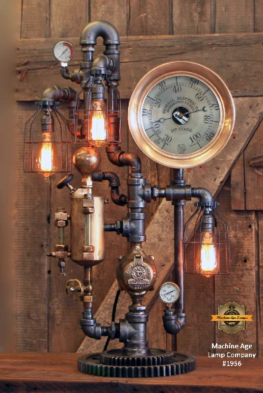 Industrial Pendant Lighting for Machine ShopsSteampunk Industrial / Steam Gauge Lamp / General Electric / Oiler / Lamp 1956 sold