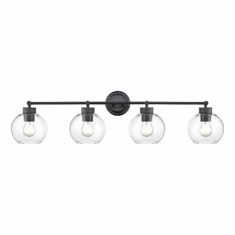 Industrial Flood Lighting for Outdoor Loading Docks4 Lamps Jonatan Vanity Light - Matte Black - Clear Glass - 35in. Wide
