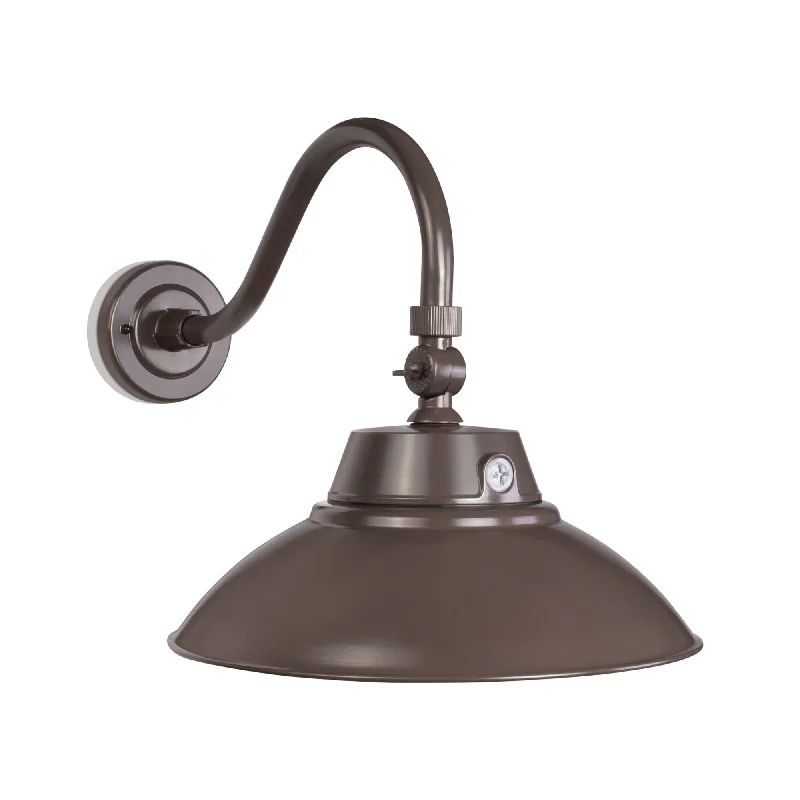 Explosion - Proof Industrial Lighting for Hazardous Locations42W/35W/28W Brown LED Gooseneck Barn Light Fixture - 14in Shade - 3K/4K/5K CCT - 120V - Photocell