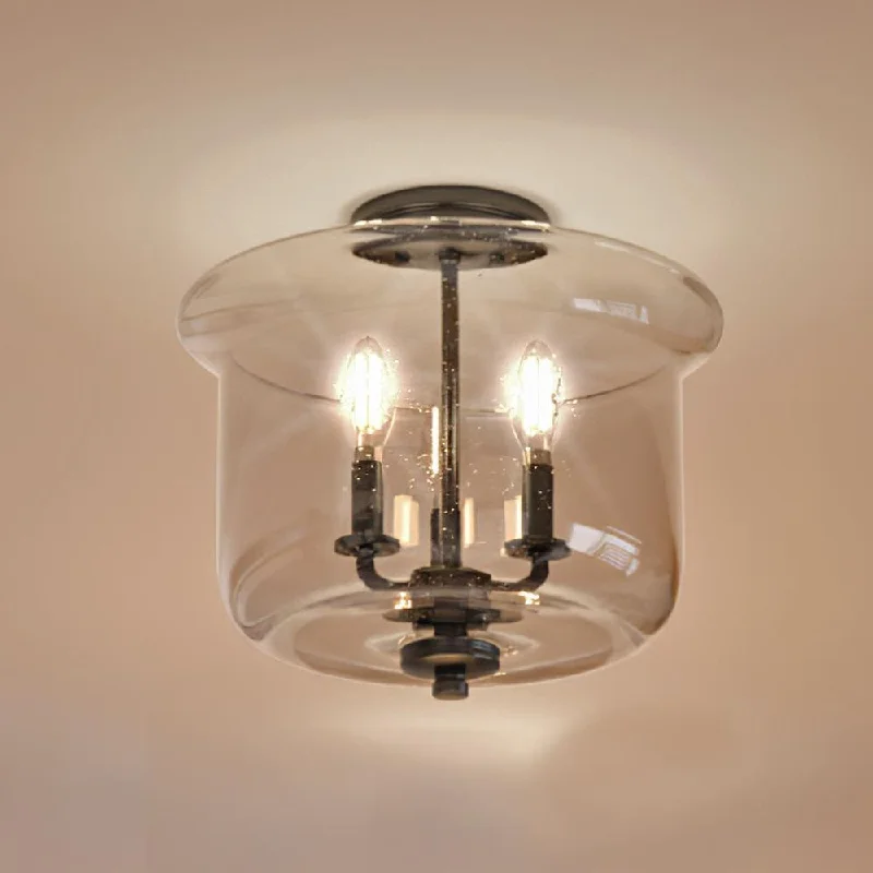 Industrial Lighting for Chemical PlantsUHP3731 French Rustic Ceiling Light, 11.875"H x 13.75"W, Midnight Black Finish, Missoula Collection