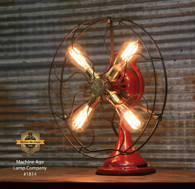 Industrial Lighting for Pharmaceutical ManufacturingSteampunk Industrial Fan Lamp / Antique General Electric Fan  / Lamp #1814