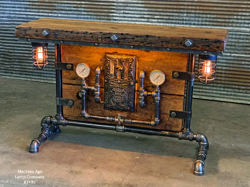 Industrial Lighting for Electronics ManufacturingSteampunk Industrial / Barn Wood / Table / Console / Bar / Lighted / Table #2485