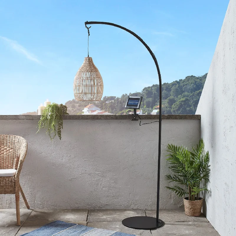 String Lights for Porch LightingRattan Solar Outdoor Pendant Light with Stand