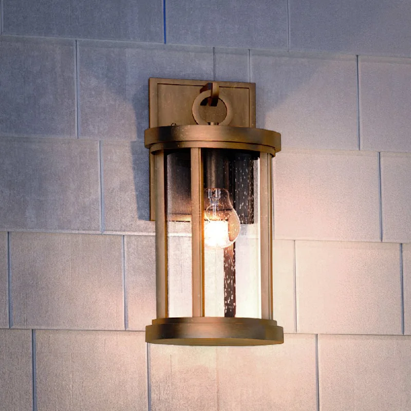 Industrial Lighting for Electronics ManufacturingUEX1045 Nautical Outdoor Wall Sconce 14''H x 7''W, Antique Brass Finish, Rockland Collection