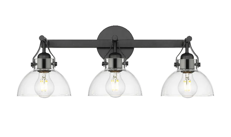 Corrosion - Resistant Industrial Lighting for Coastal Factories3 Lamps Vanity Light - Matte Black - Clear Glass - 23in. Wide