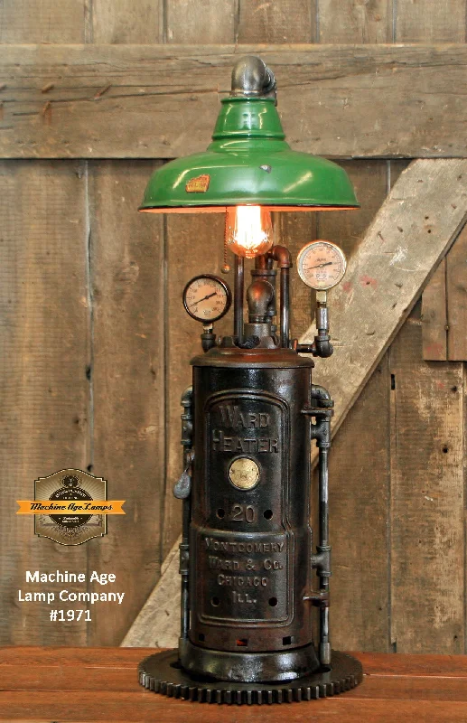 Corrosion - Resistant Industrial Lighting for Coastal FactoriesSteampunk Industrial / Steam Gauge Lamp / Antique Water Heater / Chicago Ward / #1971 sold