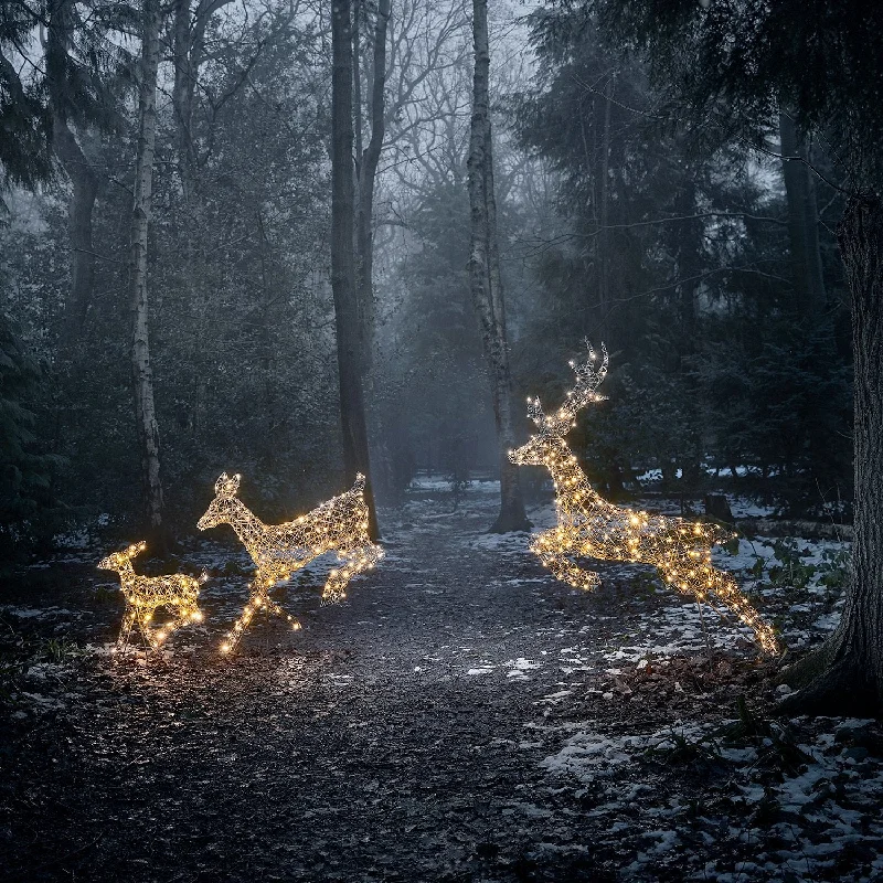 LED String Lights with Warm White Glow1.4m Regular Harlow Rattan Dual Colour LED Light Up Reindeer Family