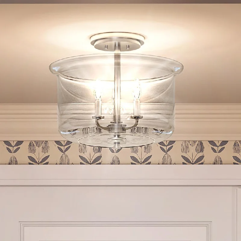 Waterproof Industrial Lighting for Wet AreasUHP3730 French Rustic Ceiling Light, 11.875"H x 13.75"W, Brushed Nickel Finish, Missoula Collection