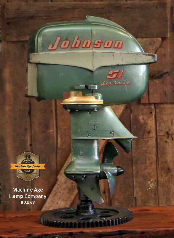 Industrial Lighting for Printing Press FacilitiesSteampunk Industrial / Antique Johnson Boat Motor / Nautical / Marine / Cabin / Lamp 2457 sold