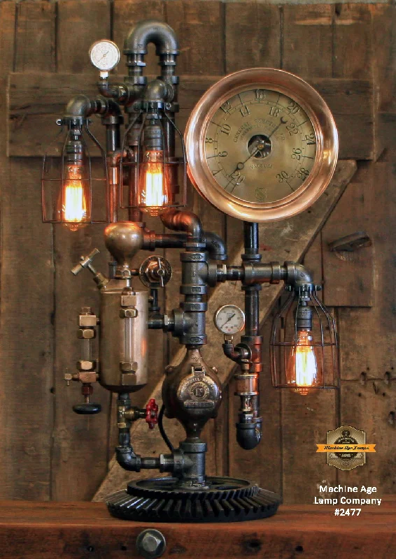 High - Bay LED Industrial Lighting for WarehousesSteampunk Industrial / Steam Gauge Lamp / General Electric / Oiler / Lamp #2477