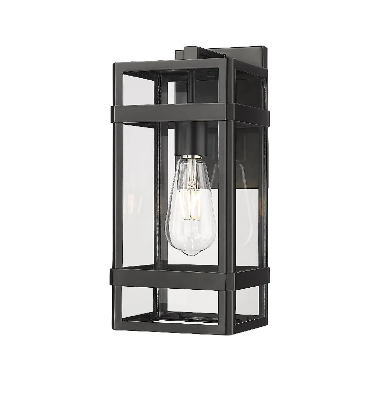 Industrial Task Lighting for Precision WorkstationsPayton Outdoor Wall Sconce - Powder Coated Black - Clear Glass - 7.5in. Extension - E26 Medium Base