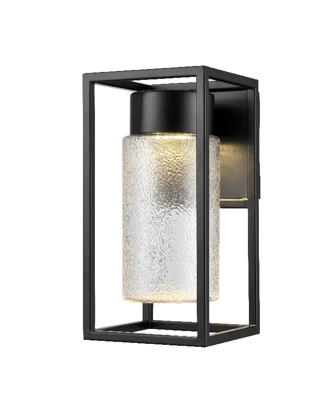 Industrial Lighting for Automotive Manufacturing PlantsOutdoor Wall Lamp - Powder Coated Black - Clear Textured Glass - 8W Integrated LED Module - 700 Lm - 7in. Extension