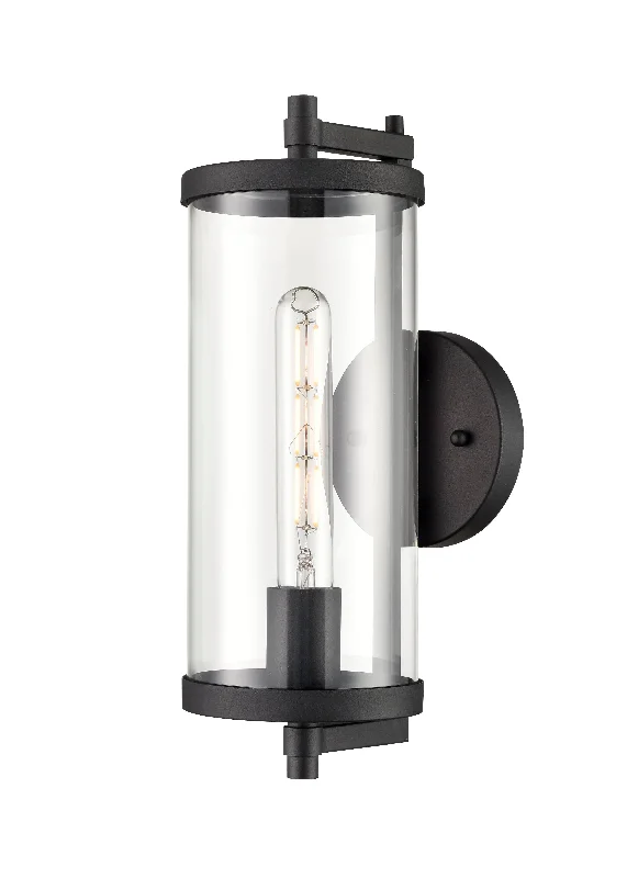 Industrial Lighting for Woodworking FactoriesBeckham Outdoor Wall Sconce - Textured Black - Clear Glass - 14in. Height - E26 Medium Base