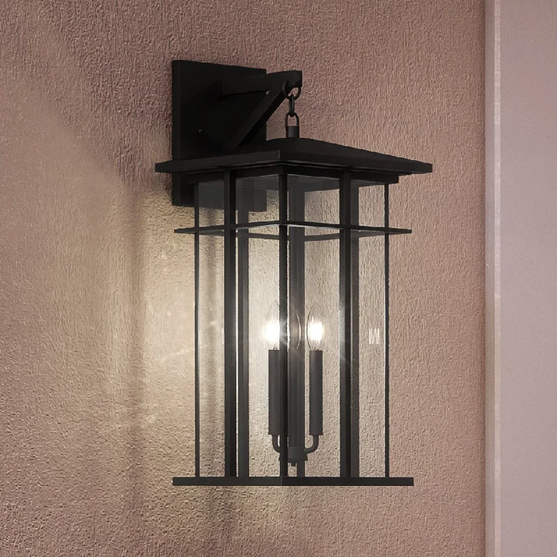 Industrial Lighting with High CRI (Color Rendering Index) for True Color PerceptionUEX1007 Craftsman Outdoor Wall Sconce 22''H x 9''W, Matte Black Finish, Milwaukee Collection