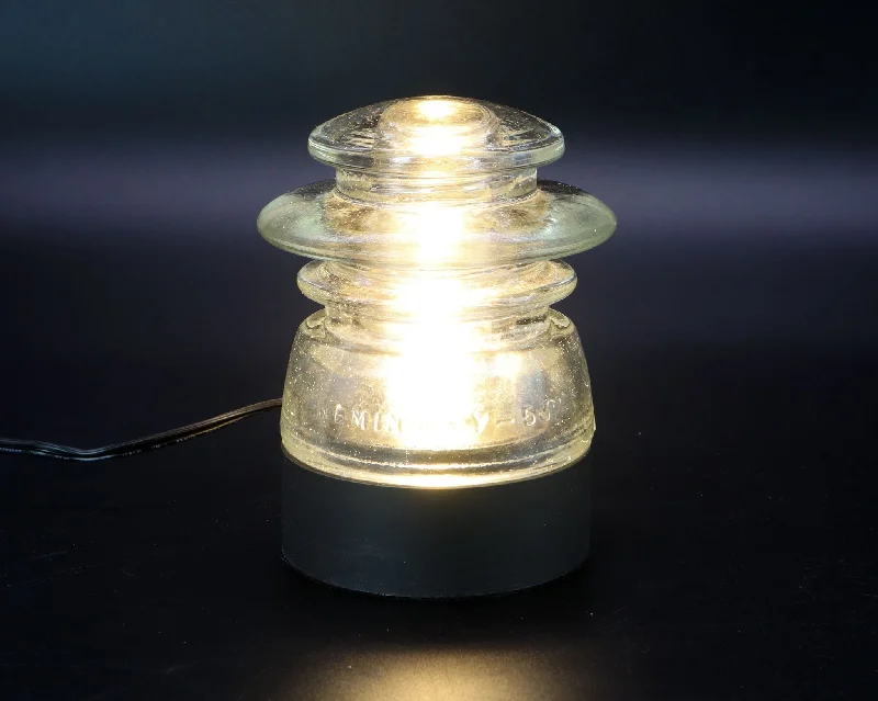 Dimmable Industrial Lighting for Ambiance ControlLamp Base for "Hemingray-53" Glass Insulators, Industrial Lighting, Man Cave Decor