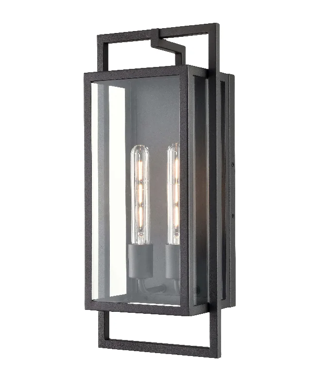 Industrial Lighting for Pharmaceutical ManufacturingAgatha Outdoor Wall Sconce - Textured Black - Clear Glass - 6.1in. Extension - E26 Medium Base