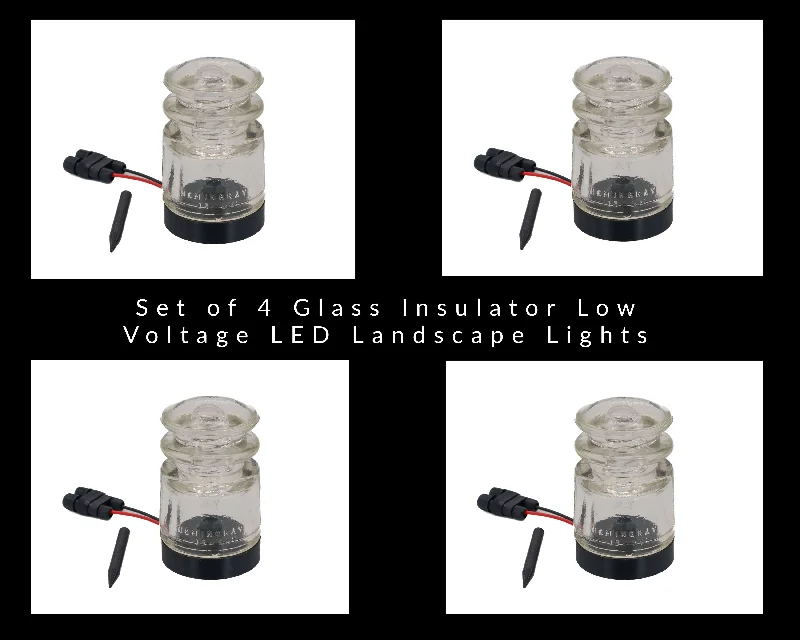 Dimmable Industrial Lighting for Ambiance ControlSet of 4 Hemingray-TS Glass Insulator Low Voltage LED Landscape Lights