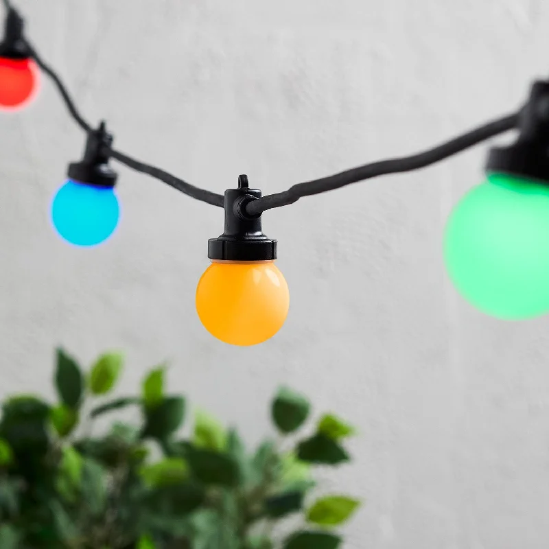 Twinkling String Lights for a Magical AtmospherePro Connect 10m 20 Multi Coloured Connectable Festoon Lights Black Cable