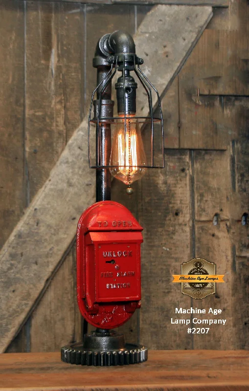 Corrosion - Resistant Industrial Lighting for Coastal FactoriesSteampunk Industrial / Antique Fire Call Box / Fireman / Gear / Gamewell  / Lamp #2207
