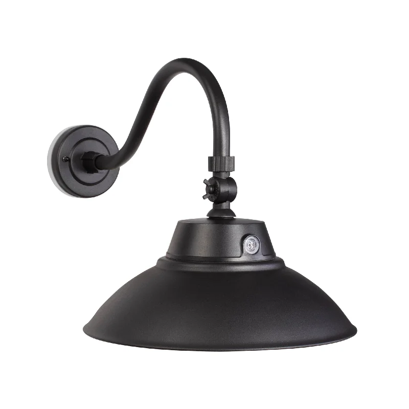 Shock - Resistant Industrial Lighting for Vibrating Machinery Areas42W/35W/28W Black LED Gooseneck Barn Light Fixture - 14in Shade - 3K/4K/5K CCT - 120V - Photocell