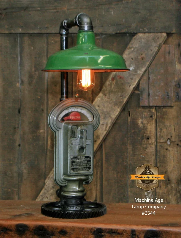 Industrial Lighting for Electronics ManufacturingSteampunk Industrial Gear Parking Meter Desk Lamp / Duncan Miller / Automotive / #2544 sold