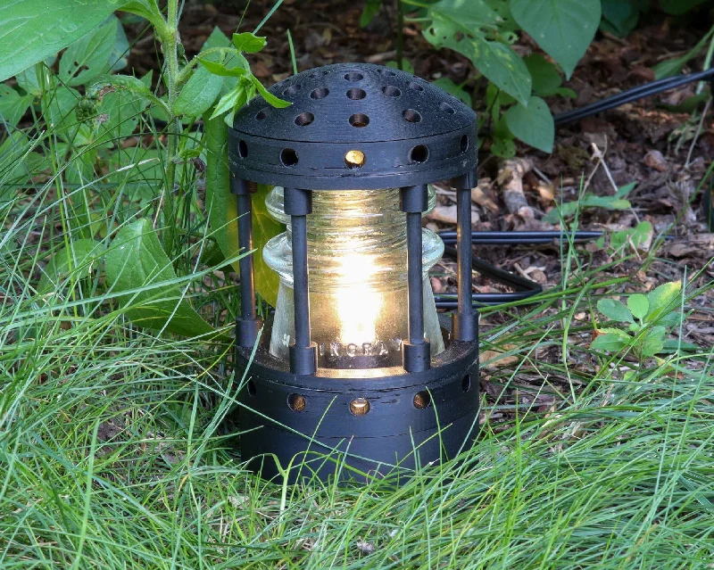 Industrial Lighting for Woodworking FactoriesThe Black Tower - Low Voltage LED Landscape Light,12V AC/DC Lamp with "Hemingray-17, Glass Insulators, for Garden,Yard,Patio,Wall,Lawn,