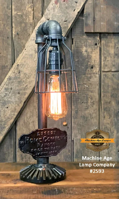Shock - Resistant Industrial Lighting for Vibrating Machinery AreasSteampunk Industrial / Gear Base / Stove door / Desk / Lamp #2593