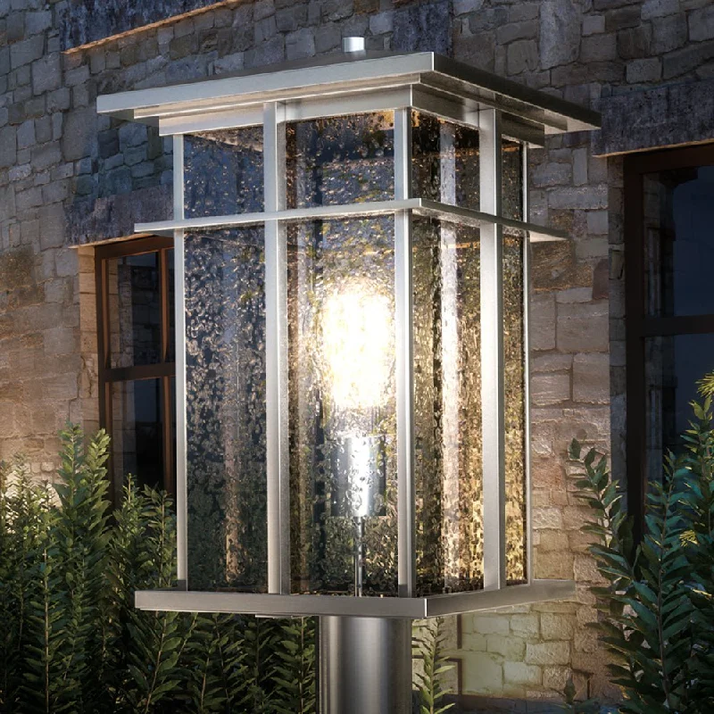 Durable Industrial Lighting for Harsh EnvironmentsUEX1005 Craftsman Outdoor Post Light 17''H x 9''W, Burnished Aluminum Finish, Milwaukee Collection