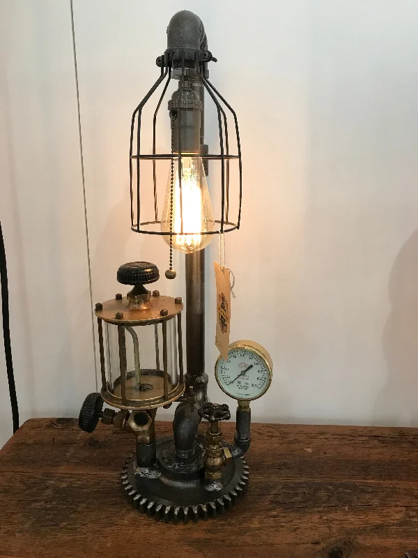 Industrial Lighting for Metal Fabrication ShopsSteampunk Industrial / Vintage Oiler / Steam Gauge / Lamp #1809 sold