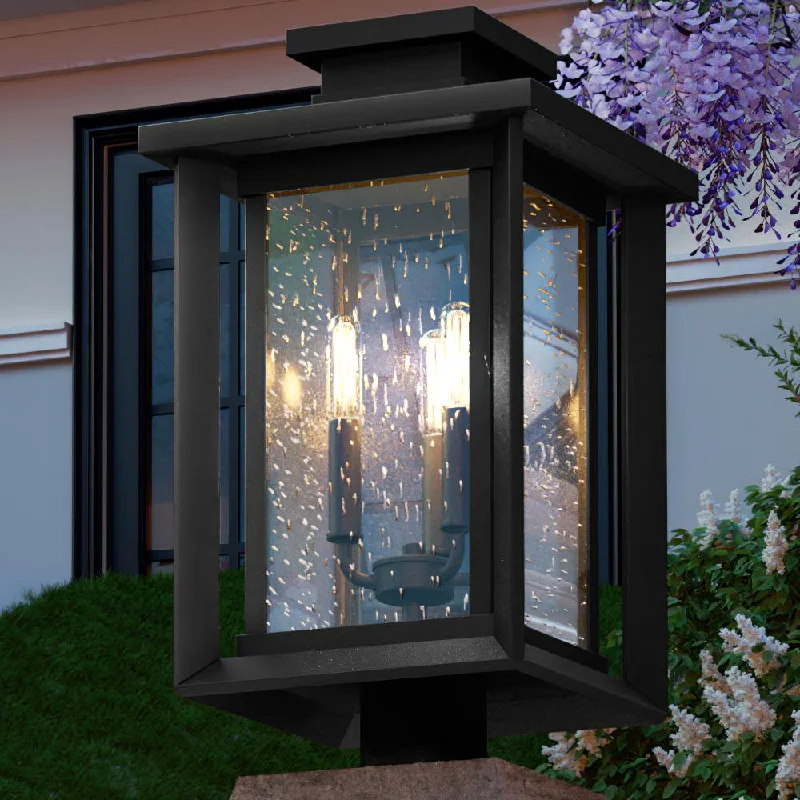 Industrial Lighting for Pharmaceutical ManufacturingUQL1640 Craftsman Outdoor Post Light 19.25''H x 10.75''W, Natural Black Finish, Peacehaven Collection